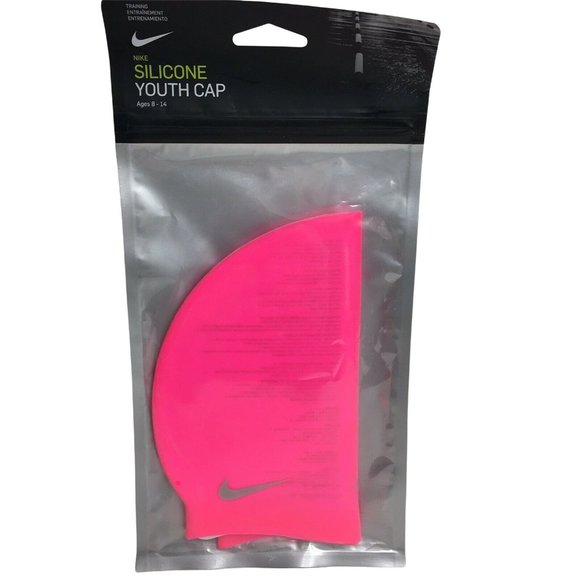 Nike Silicon Youth Cap Pink Training Swim Swimming Ages 8-14  Hot Pink Water New - Picture 1 of 12